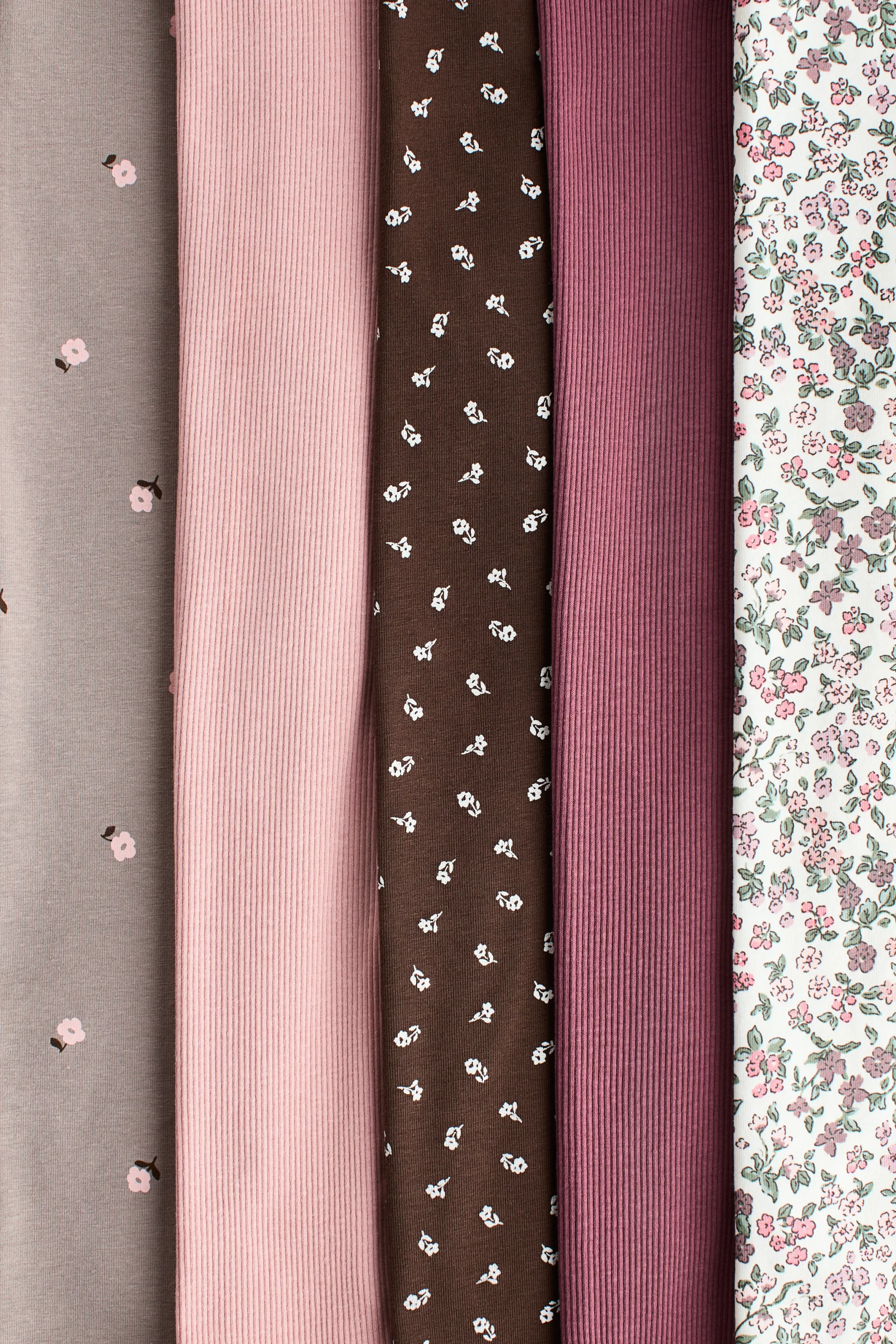 Lot de 5 leggings en coton - Beige/fleuri