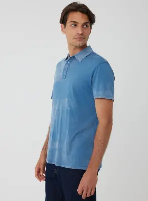 Polo Bleu Manches Courtes en Coton organique — photo 2