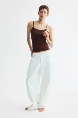 Top en microfibre avec bretelles fines - Marron foncé — photo 3