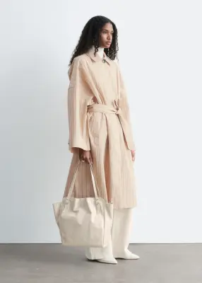 Trench-coat oversize à fines rayures - Beige/Fines rayures — photo 2