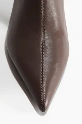 Bottines chaussettes en cuir - Taupe foncé — photo 2