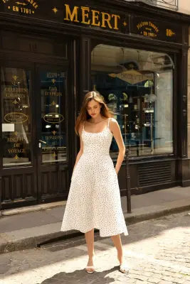 Antonia Cotton Dress - White floral