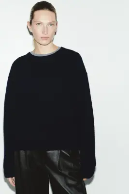 Pull oversize en laine - Bleu marine — photo 2