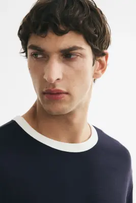 T-shirt boxy Relaxed Fit en coton - Bleu marine — photo 2
