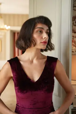 Emmelyn Velvet Dress - Bordeaux — photo 5