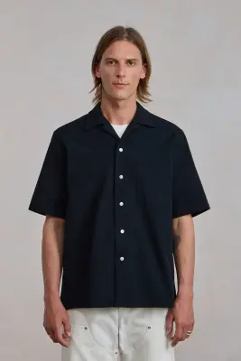 Chemise manches courtes 'The Seersucker Bowling Shirt' - Seersucker Noir — photo 3