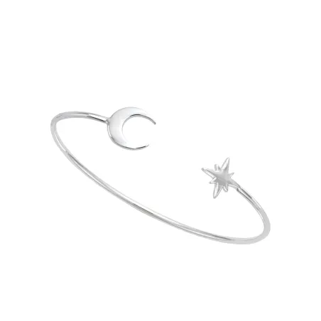 Bracelet argent demi jonc lune étoile 601506