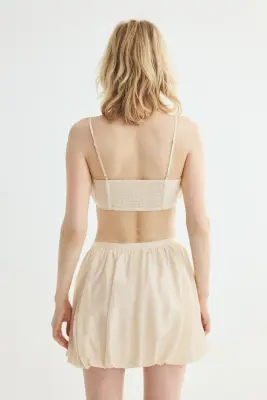 Minijupe à effet boule - Crème — photo 3