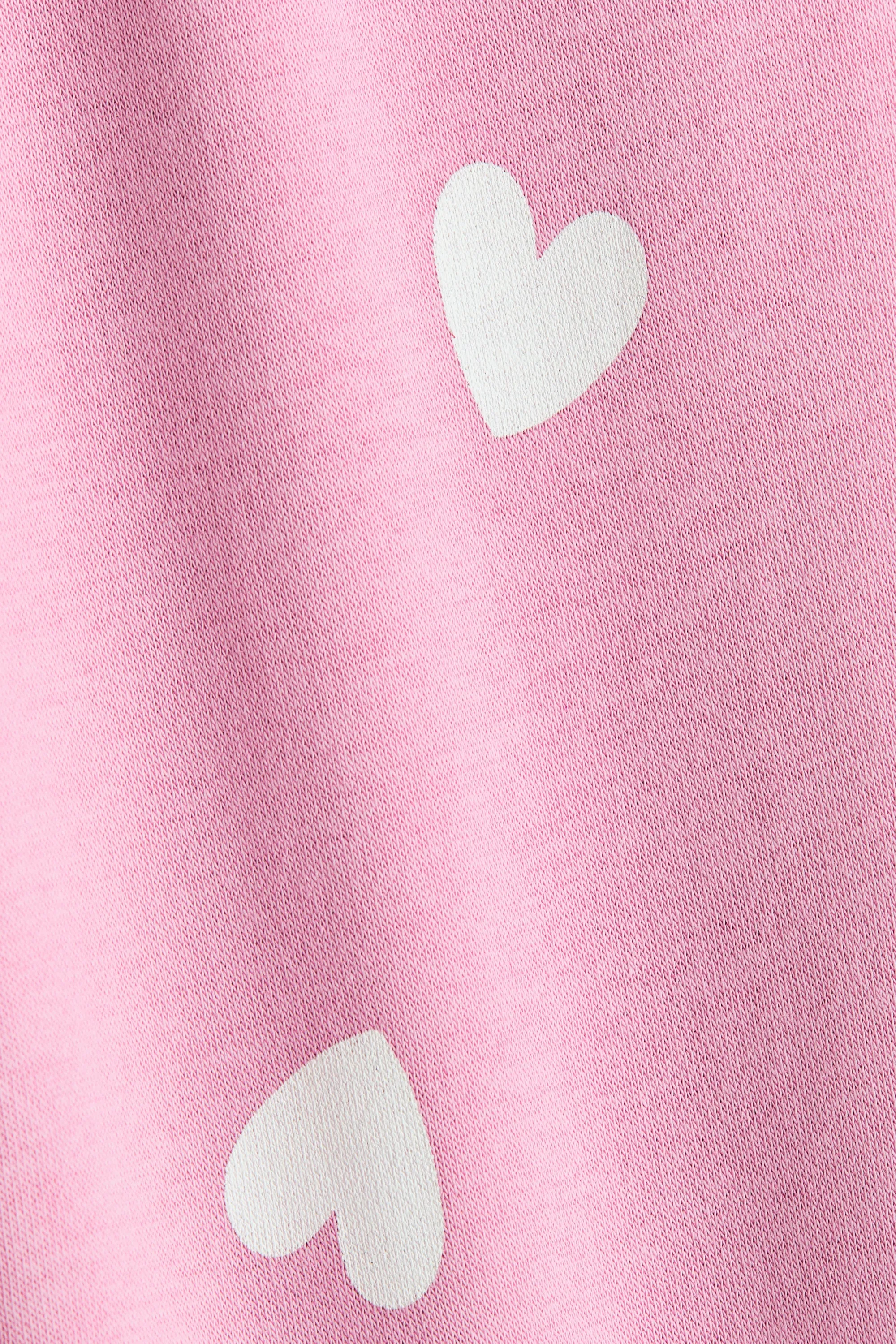 Pantalon jogger à l'intérieur brossé - Rose/cœurs