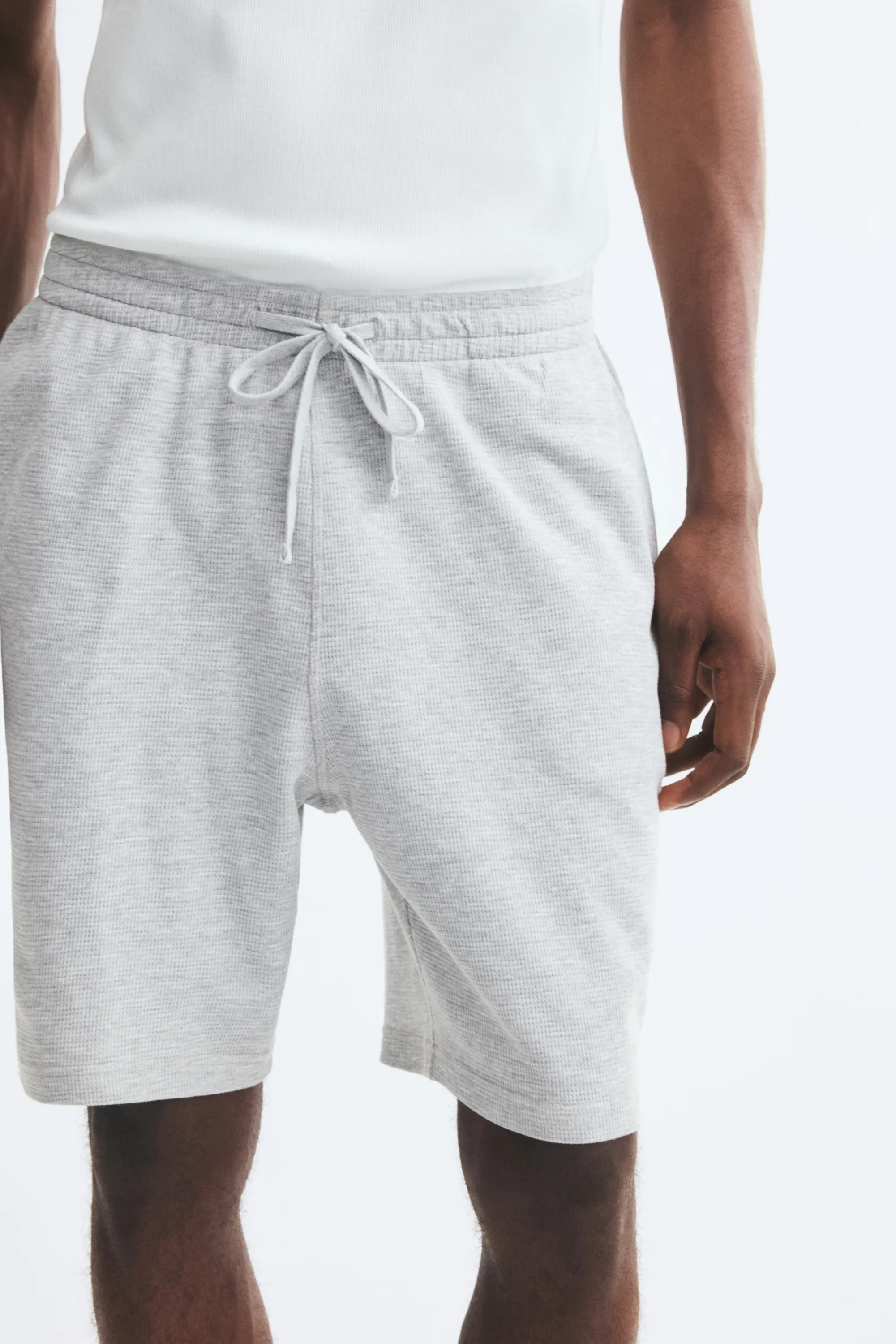Short gaufré Relaxed Fit - Gris chiné