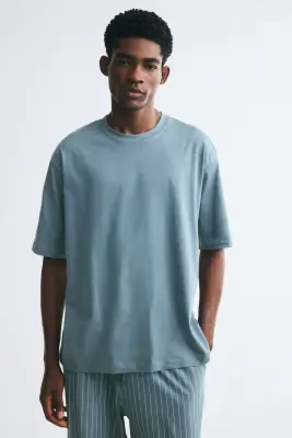 T-shirt et pantalon de pyjama Relaxed Fit - Turquoise/rayé — photo 2