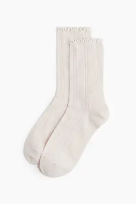 Lot de 3 paires de chaussettes en maille pointelle - Rose clair/blanc/vieux rose — photo 1