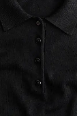 Polo en maille fine - Noir — photo 4