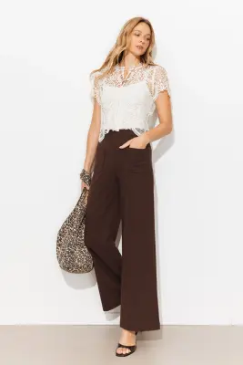 Pantalon large taille haute — photo 3