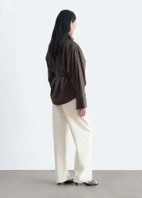 Chemise ajustée en coton - Marron foncé — photo 5
