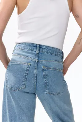 Wide High Waist Jeans - Bleu denim clair — photo 2