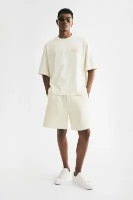 T-shirt boxy Oversized Fit - Crème/Off Shore Racing — photo 2