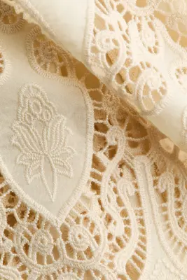 Top en lyocell avec dentelle - Beige clair — photo 4