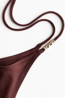 Bas de maillot Cheeky Tanga à nouer - Marron foncé — photo 3