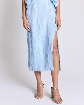 Jupe Donatelle bleu ciel texturé — photo 1