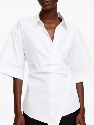 Chemise cache-cœur en coton - Blanc — photo 2