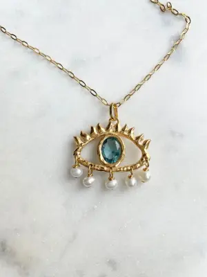 Nouveau ! ALHAJA Pendentif Horus Cristal Azuré — photo 3
