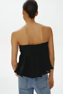 Top bandeau avec détail à nouer - Noir — photo 3
