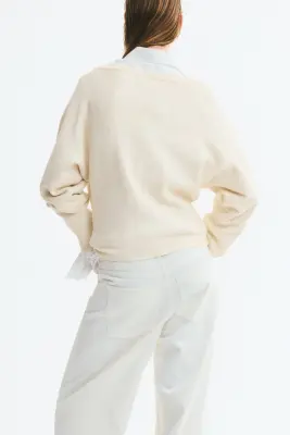 Pull à encolure bateau en viscose mélangée - Crème — photo 3