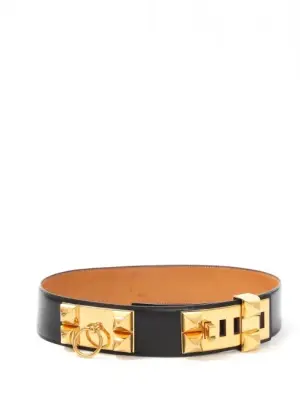 Ceinture collier de chien en cuir noir et détails dorées Prix boutique 3400€ — photo 1