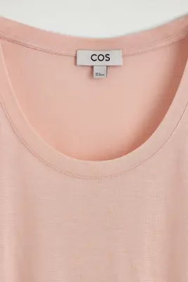 T-SHIRT SLIM EN SOIE - ROSE — photo 4
