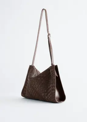 Sac à bandoulière en cuir tressé - Marron Clair — photo 2