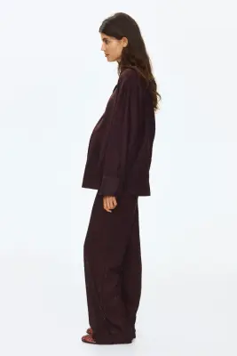 MAMA Pantalon à cordon en maille pointelle - Marron foncé — photo 4