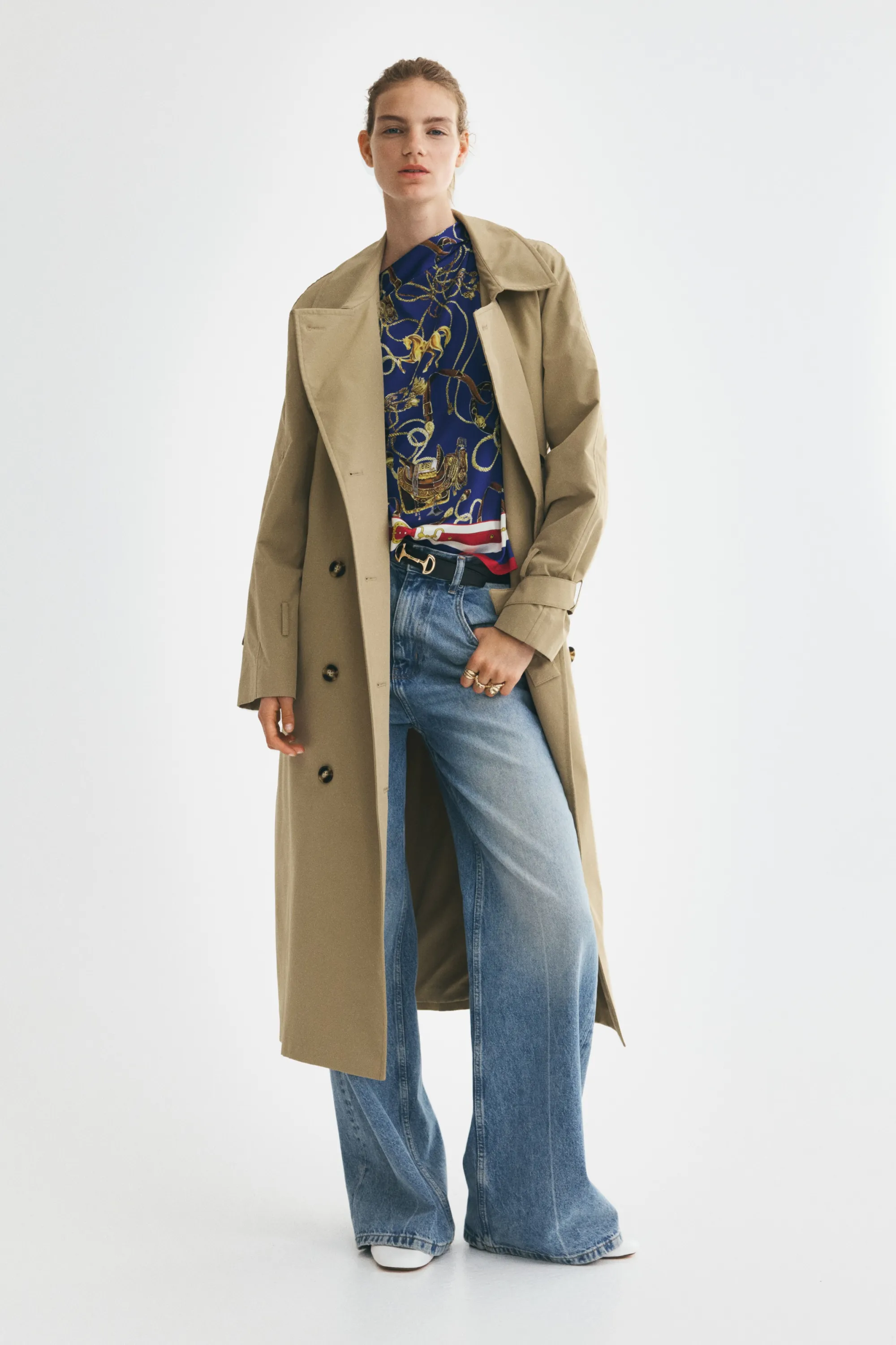 Top asymétrique avec détail à nouer - Bleu foncé/motif
