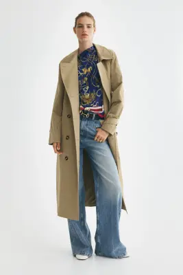 Top asymétrique avec détail à nouer - Bleu foncé/motif — photo 1