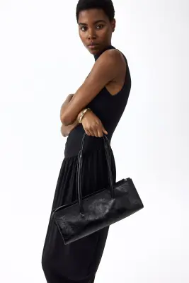 Robe à effet drapé avec col cheminée - Noir — photo 4