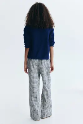 Pantalon avec cordon de serrage - Beige clair/carreaux — photo 4