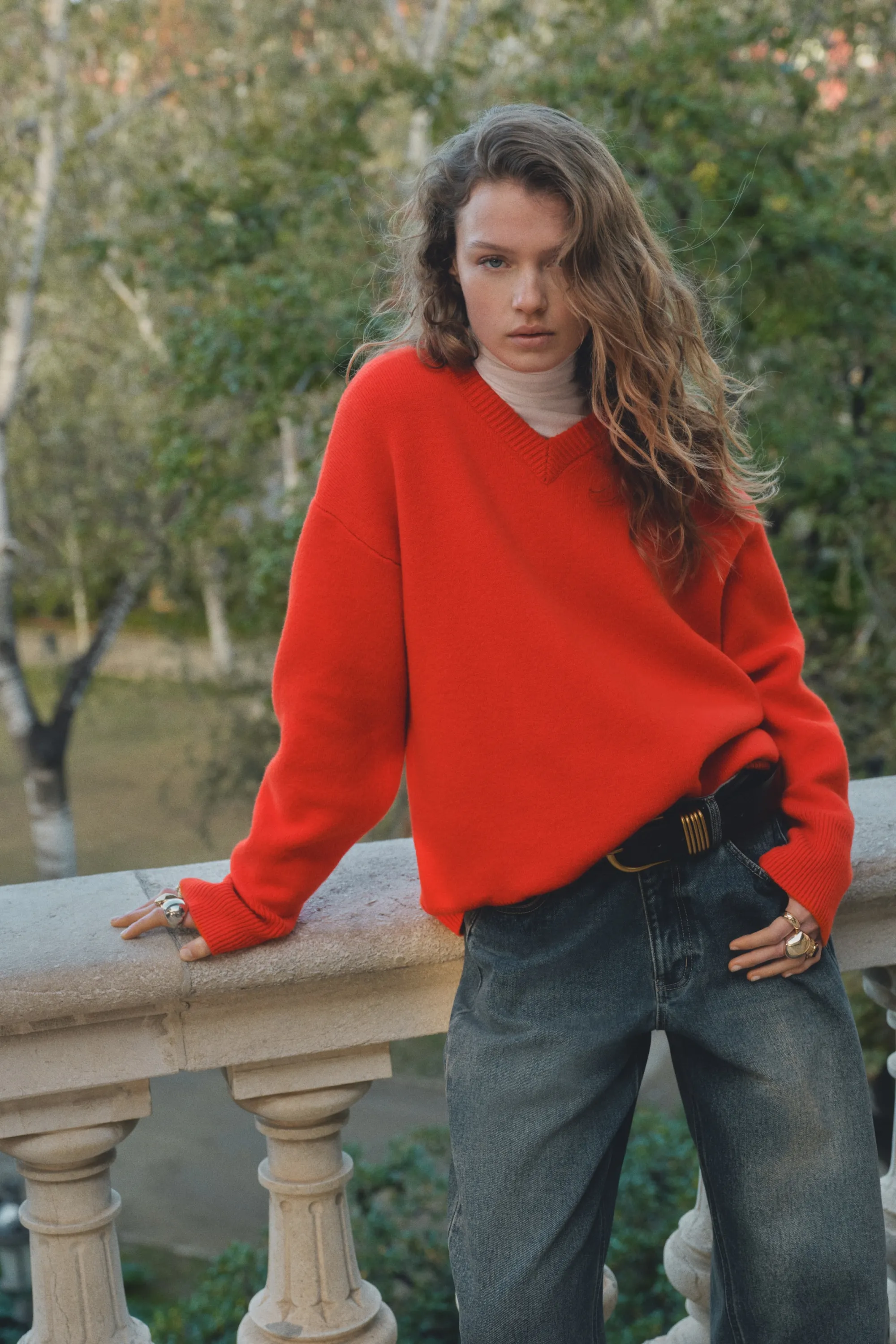 Pull en laine mélangée - Rouge vif