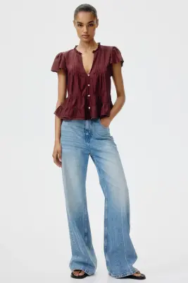 Blouse à manches bouffantes - Bordeaux — photo 2
