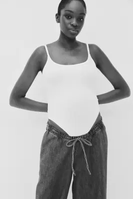 MAMA Pantalon en denim avec cordon de serrage - Bleu denim — photo 1