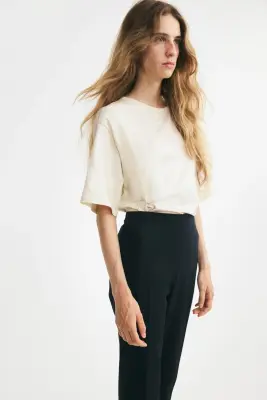 Pantalon cigarette chic - Bleu marine — photo 4