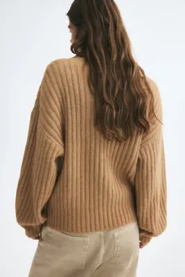 Rib-knit jumper - Beige foncé — photo 2