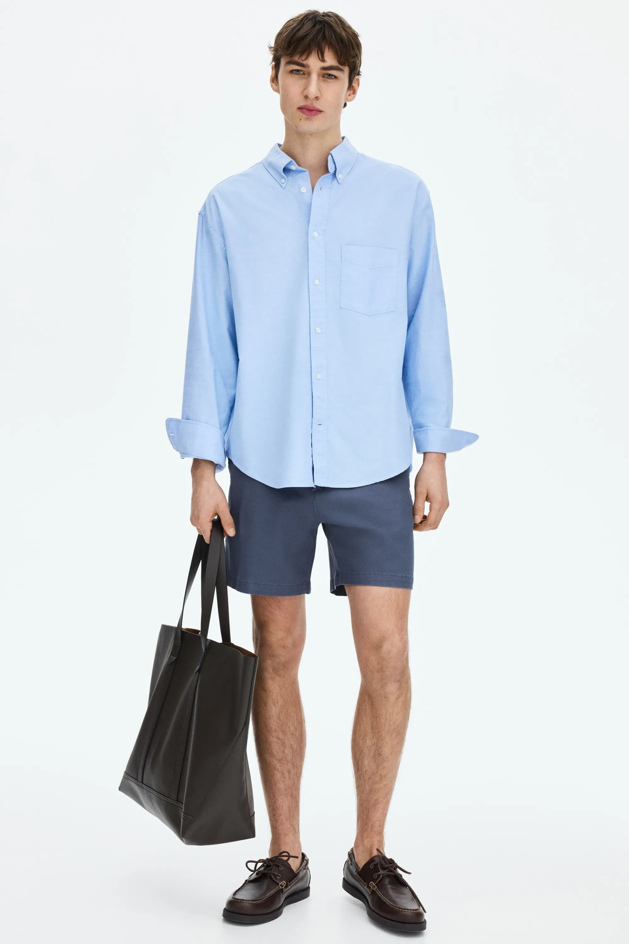 Short chino Regular Fit en coton - Bleu ancien