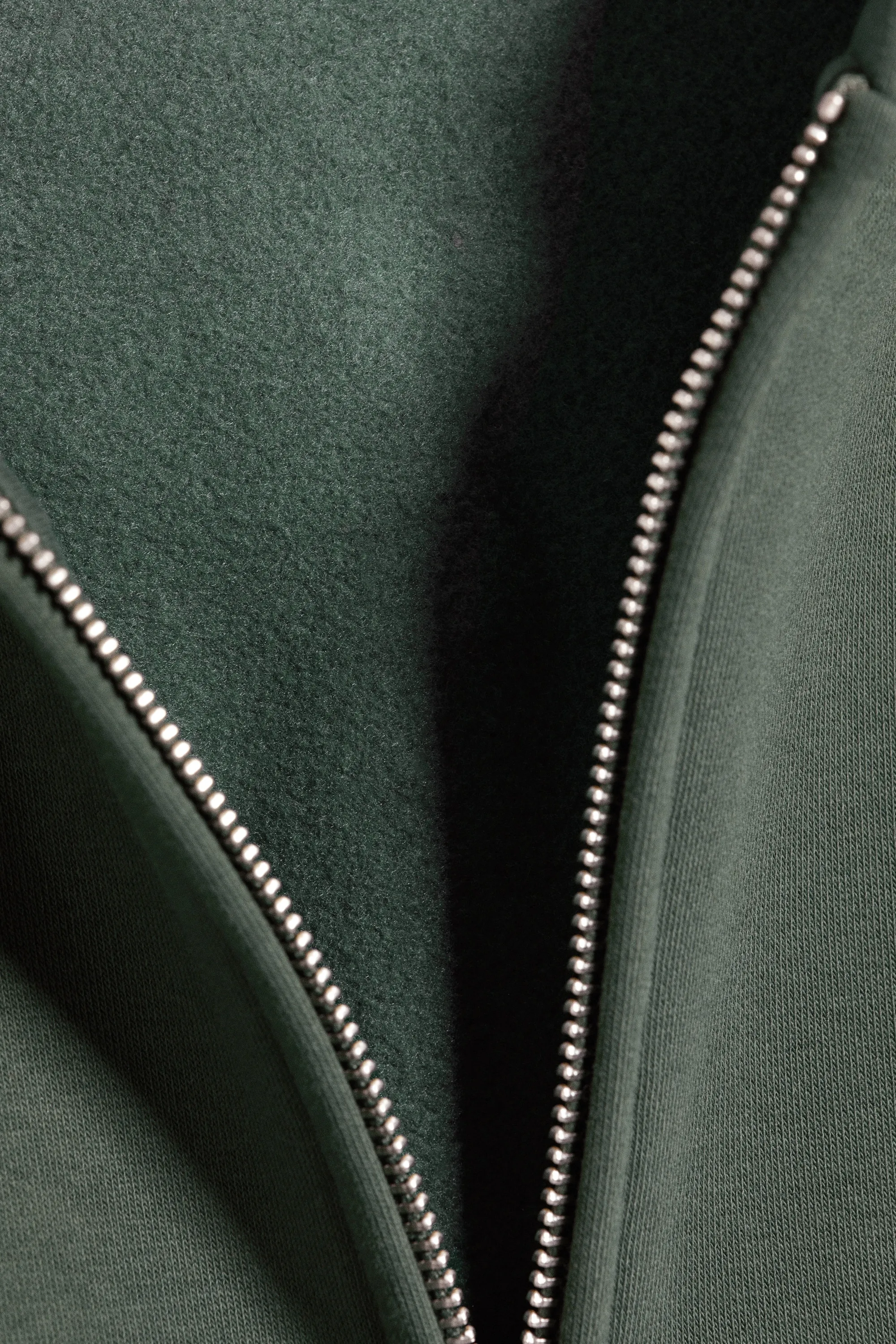 Sweat à capuche zippé ample - Vert foncé