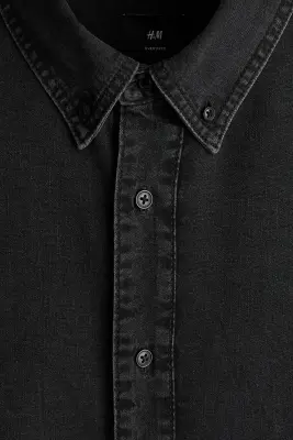 Chemise Oversized Fit en denim - Noir denim — photo 3