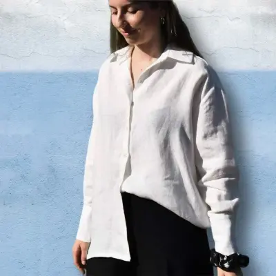 Chemisier Zusie en lin Blanc — photo 3