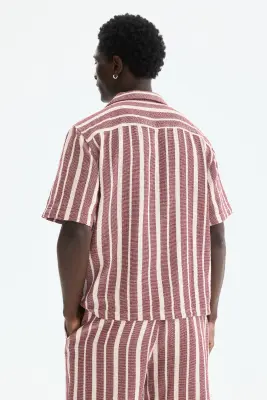 Chemise Regular Fit - Rouge foncé/rayé — photo 4