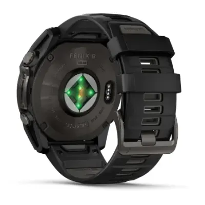 Garmin Fenix 8 Solar 51mm Verre Sapphire lunette Carbon Gray DLC bracelet noir/gris galet 010-02907-11 — photo 4