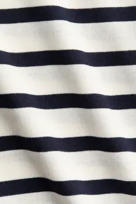 Top à manches longues en coton - Blanc/rayures bleu marine — photo 3