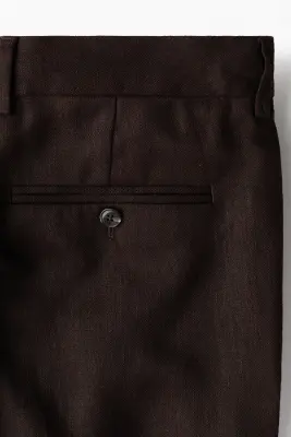 Pantalon chic Regular Fit en lin mélangé - Marron foncé — photo 5