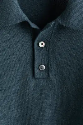 Polo Regular Fit en maille - Bleu canard ancien — photo 5